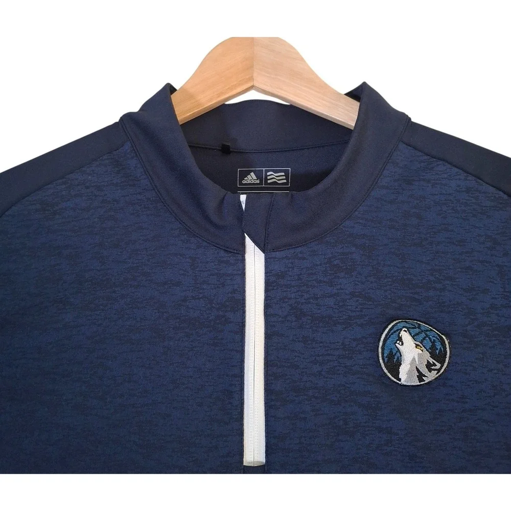 Minnesota Timberwolves 1/4 Zip Pullover Mens 2XL Navy Blue NBA Adidas